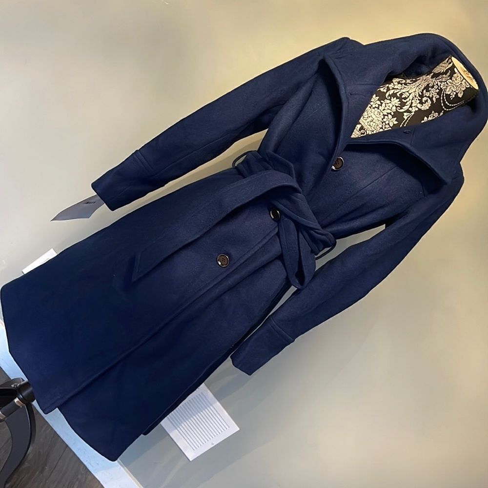 NOVELT 40” knit belted cobalt blue coat NEW